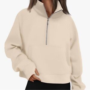 Automet Cream Half-Zip Cropped Pullover